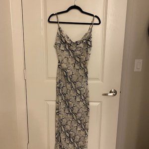 Snake Print Draped Maxi Dress